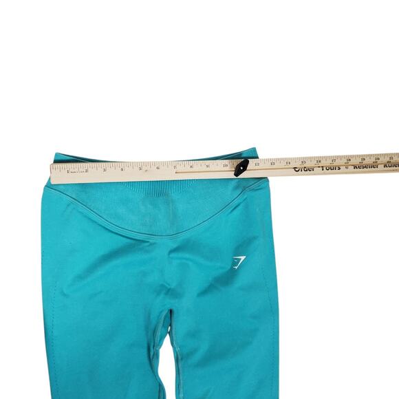 Gymshark Leggings Womens M Capri Blue Acid Wash Sweat Seamless Washed Gym - Picture 13 of 15